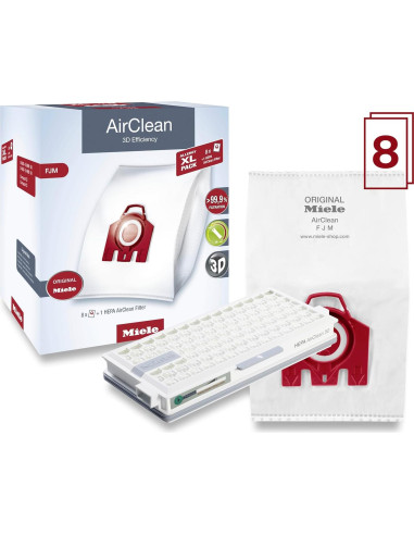 Bolsas de Filtro Miele AirClean 3D FJM - 8 Unidades + Filtros
