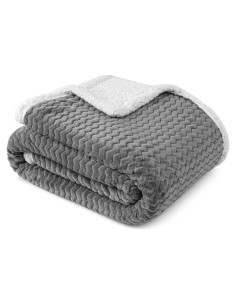 Manta de Sherpa Chevron PAVILIA Gris 127x152 cm Reversible