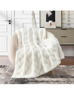Manta de Piel Sintética Cozy Bliss 127x152 cm Blanca Crema 2