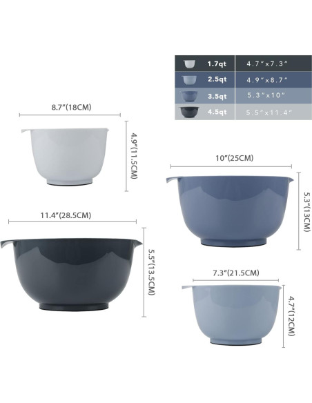 Juego de Cuencos de Mezcla BoxedHome 4 Piezas Antideslizante