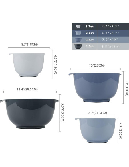 Juego de Cuencos de Mezcla BoxedHome 4 Piezas Antideslizante
