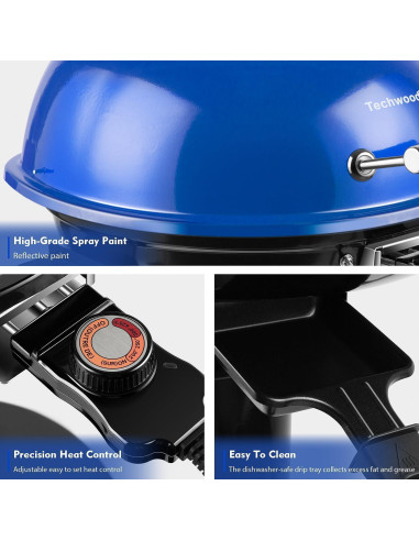 Parrilla Eléctrica Techwood para Exterior 1600W Azul