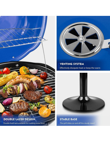 Parrilla Eléctrica Techwood para Exterior 1600W Azul