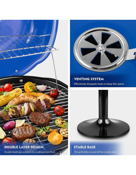 Parrilla Eléctrica Techwood para Exterior 1600W Azul