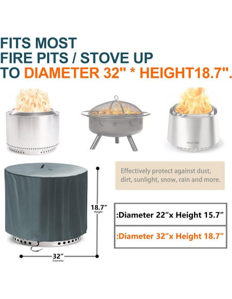 Cubierta para Fogata TORUTA Yukon Redonda 81.3 cm Gris Impermeable