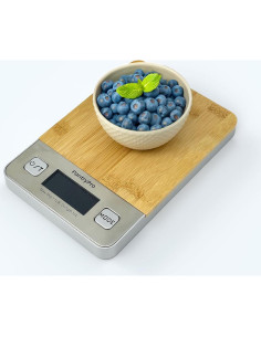 Báscula Digital de Cocina PantryPro - 5 kg, Pantalla LCD, Bambú 2