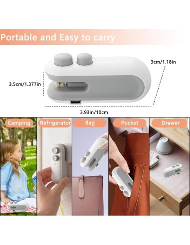 Mini Sello de Bolsa Térmico 2 en 1 zxbaers con 10 Bolsas