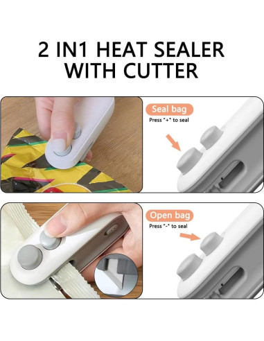 Mini Sello de Bolsa Térmico 2 en 1 zxbaers con 10 Bolsas