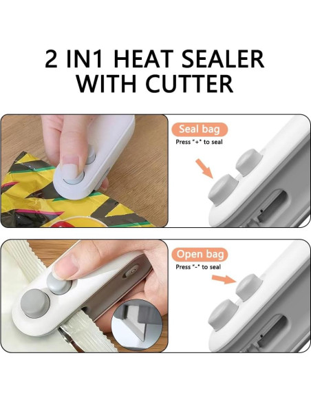 Mini Sello de Bolsa Térmico 2 en 1 zxbaers con 10 Bolsas