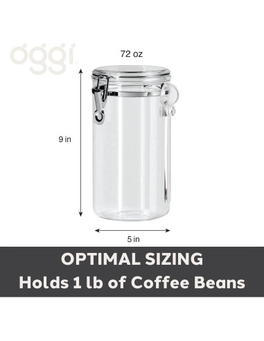Tarro Hermético Oggi 72oz con Tapa de Abrazadera y Cuchara