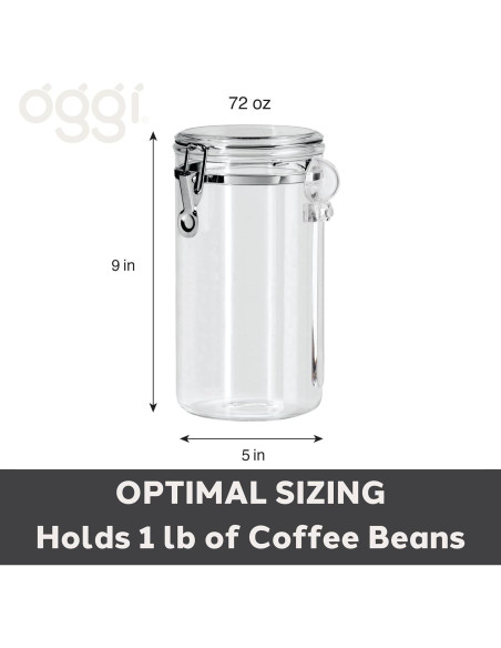 Tarro Hermético Oggi 72oz con Tapa de Abrazadera y Cuchara