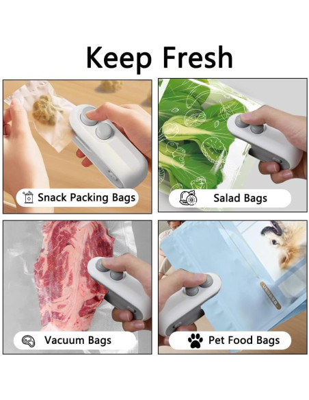 Mini Sello de Bolsa Térmico 2 en 1 zxbaers con 10 Bolsas