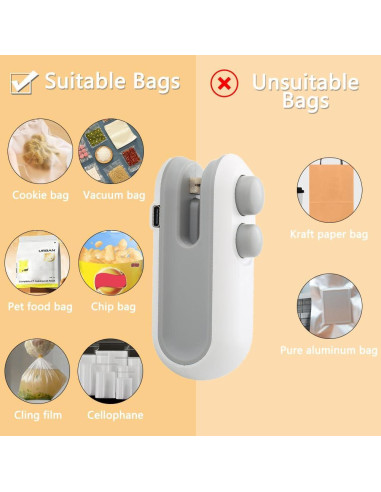 Mini Sello de Bolsa Térmico 2 en 1 zxbaers con 10 Bolsas