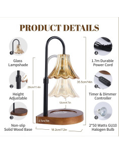 Lámpara Calentadora de Velas EJF Vintage con Temporizador 50W 2