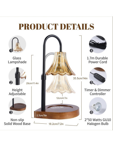 Lámpara Calentadora de Velas EJF Vintage con Temporizador 50W