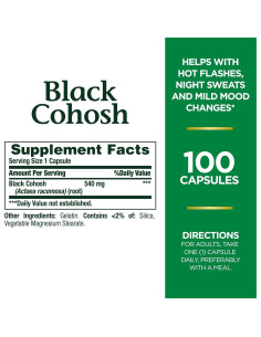 Suplemento Cohosh Negro Nature's Bounty 540 mg 100 Cápsulas 2