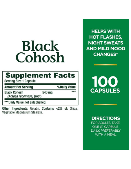 Suplemento Cohosh Negro Nature's Bounty 540 mg 100 Cápsulas