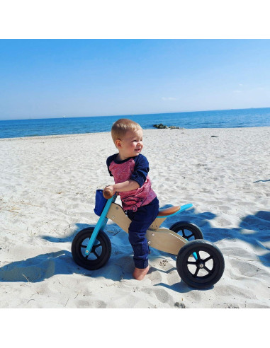 Triciclo de Madera Small Foot 2 en 1 Ajustable Turquesa