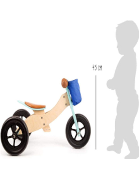 Triciclo de Madera Small Foot 2 en 1 Ajustable Turquesa