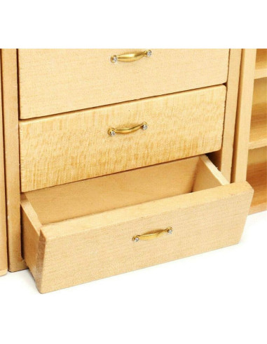 Set de 4 Armarios de Madera para Casa de Muñecas 1:12