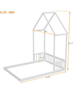 Cama Casa Completa Zyerch de Madera para Niños Blanca 2