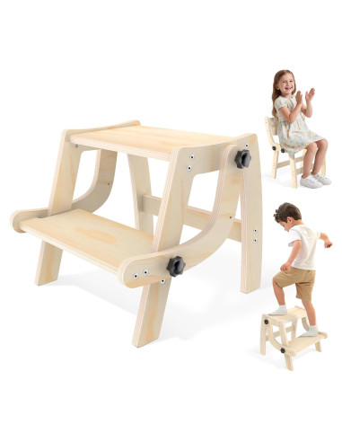Escalera Plegable 2 en 1 Arwion para Niños - Madera Antideslizante