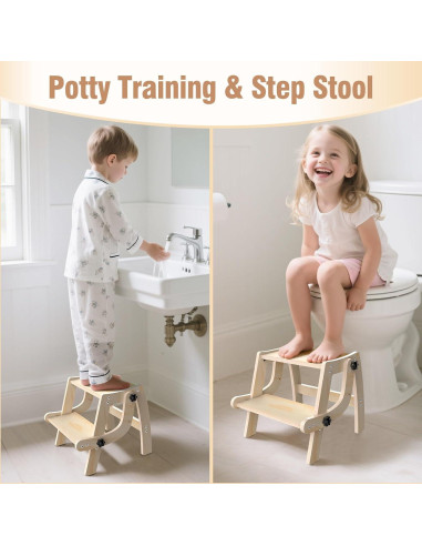 Escalera Plegable 2 en 1 Arwion para Niños - Madera Antideslizante