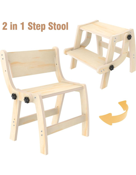 Escalera Plegable 2 en 1 Arwion para Niños - Madera Antideslizante