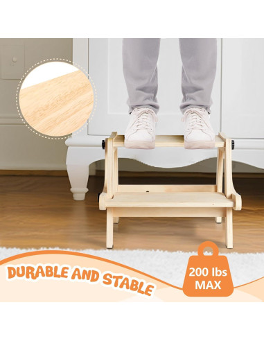 Escalera Plegable 2 en 1 Arwion para Niños - Madera Antideslizante