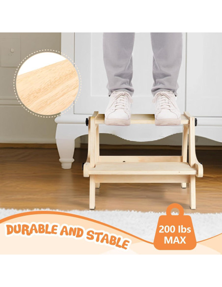 Escalera Plegable 2 en 1 Arwion para Niños - Madera Antideslizante