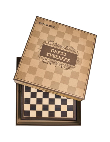 Juego de Ajedrez y Damas VAMSLOVE 39.37 cm Madera con Cajones