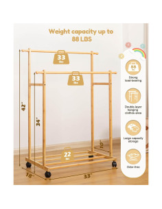 Perchero de Ropa para Niños Cozivolife de Bambú Natural 2