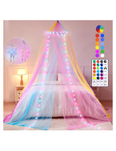 Dosel de Cama Arcoíris Lovelite con Luces LED para Niñas