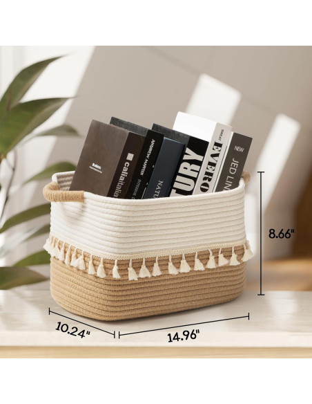 Conjunto de 3 Cestas de Almacenamiento Tejidas TeoKJ Algodón 38x26x22cm