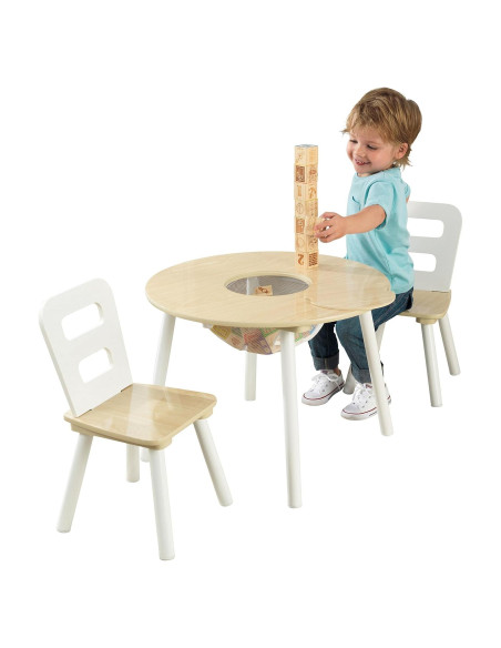 Juego de Mesa Redonda de Madera KidKraft con 2 Sillas - Natural y Blanco