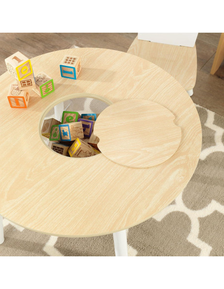 Juego de Mesa Redonda de Madera KidKraft con 2 Sillas - Natural y Blanco
