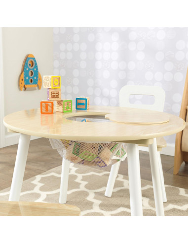 Juego de Mesa Redonda de Madera KidKraft con 2 Sillas - Natural y Blanco