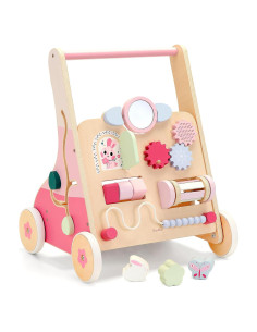 Andador de Madera PairPear Conejo Rosa 8 en 1 para Bebés