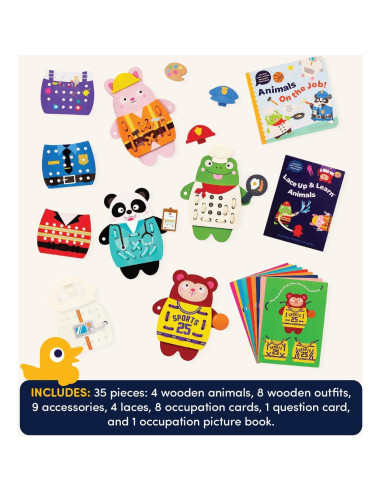 Juguete de Enhebrado de Madera Battat - 35 Piezas para Niños