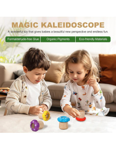Kaleidoscopio de Madera WODI Rojo - Juguete Educativo Montessori 2
