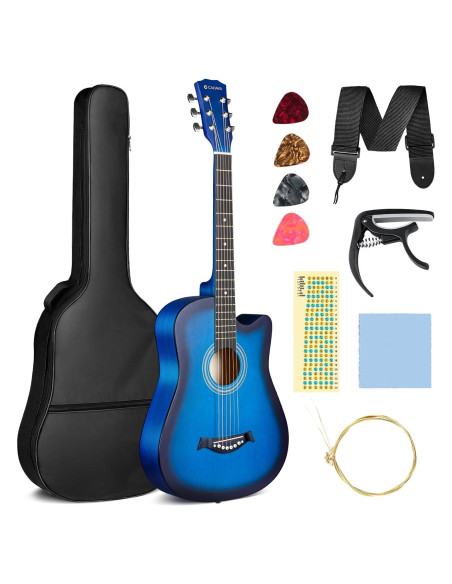 Guitarra Acústica CAHAYA 38" Cutaway Todo Madera Kit Inicio