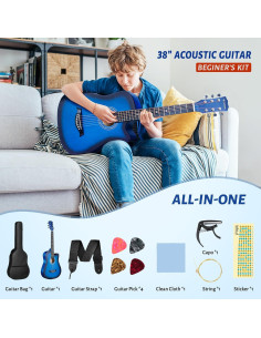 Guitarra Acústica CAHAYA 38" Cutaway Todo Madera Kit Inicio 2