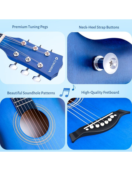 Guitarra Acústica CAHAYA 38" Cutaway Todo Madera Kit Inicio