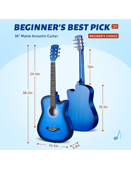 Guitarra Acústica CAHAYA 38" Cutaway Todo Madera Kit Inicio