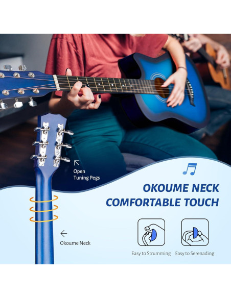 Guitarra Acústica CAHAYA 38" Cutaway Todo Madera Kit Inicio