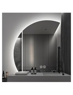 Espejo LED Semicircular XHKJYSDP 81.28 cm Antivaho Dimmable