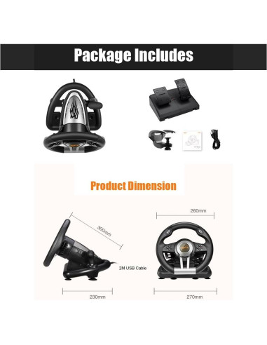 Volante de Carreras PXN V3II con Pedales para PC y Consolas