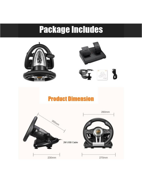 Volante de Carreras PXN V3II con Pedales para PC y Consolas