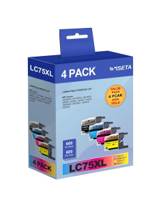 Cartuchos de tinta compatibles WISETA LC75XL 4 Pack para Brother