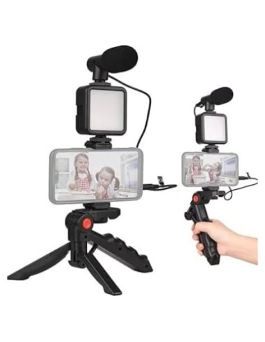 Kit de Vlogging Acuvar Pro Grip con Luz LED y Micrófono